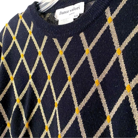 🎩Amazing Franco Valeri wool blend black and gold sweater from the 80s! - Picture 4 of 7